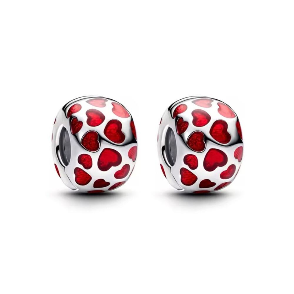 PAIR** Red Hearts Clip Charms